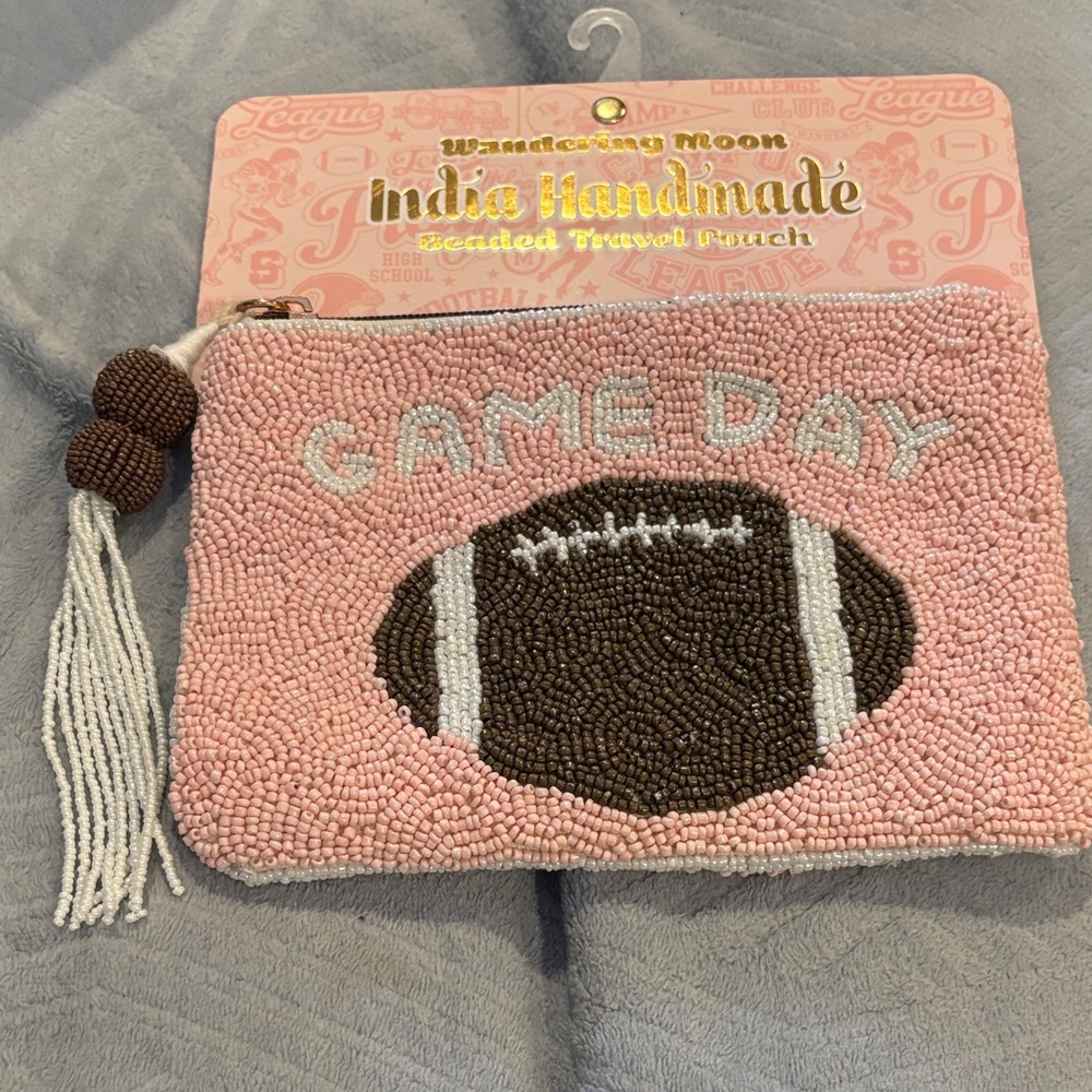 Pink Beaded Gameday Pouch